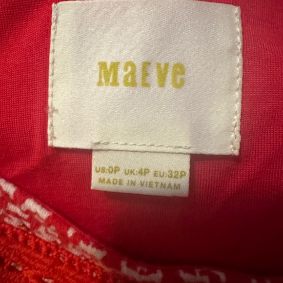 Anthropologie Maeve Emma Red White Lace Square Neck Fit & Flare Dress 0P - Picture 4 of 5